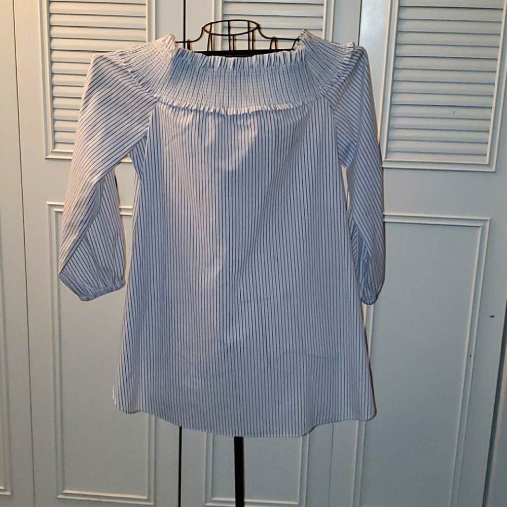 Tibi off shoulder tunic top